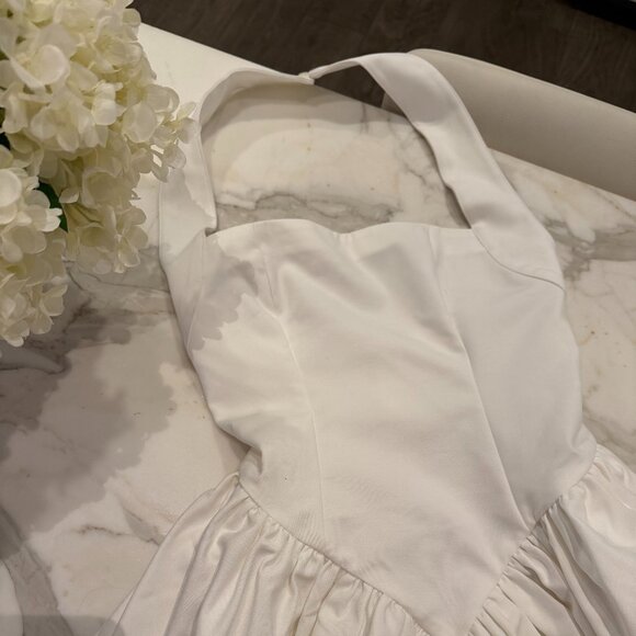 Helsa - Faille Halter Mini Dress in White by Helsa - Picture 11 of 16